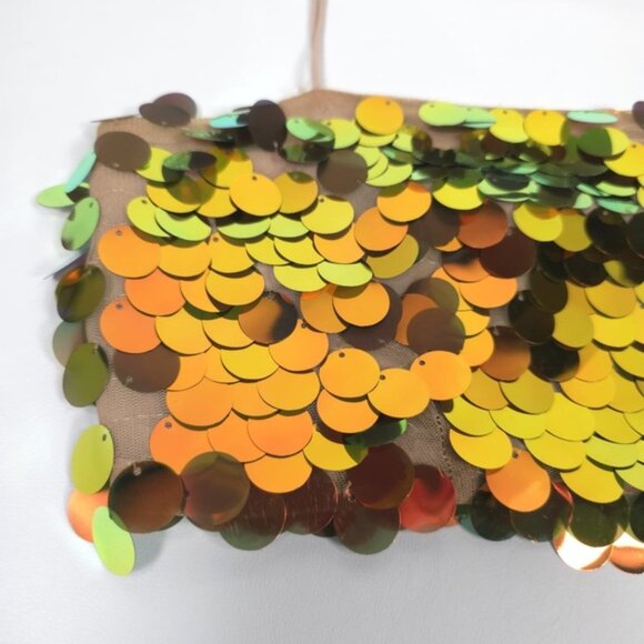 NWOT ZARA Metallic Gold SEQUIN Crop TOP Thin Straps 9406/103‎ Size XS - Picture 9 of 16